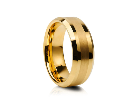 Yellow gold tungsten ring