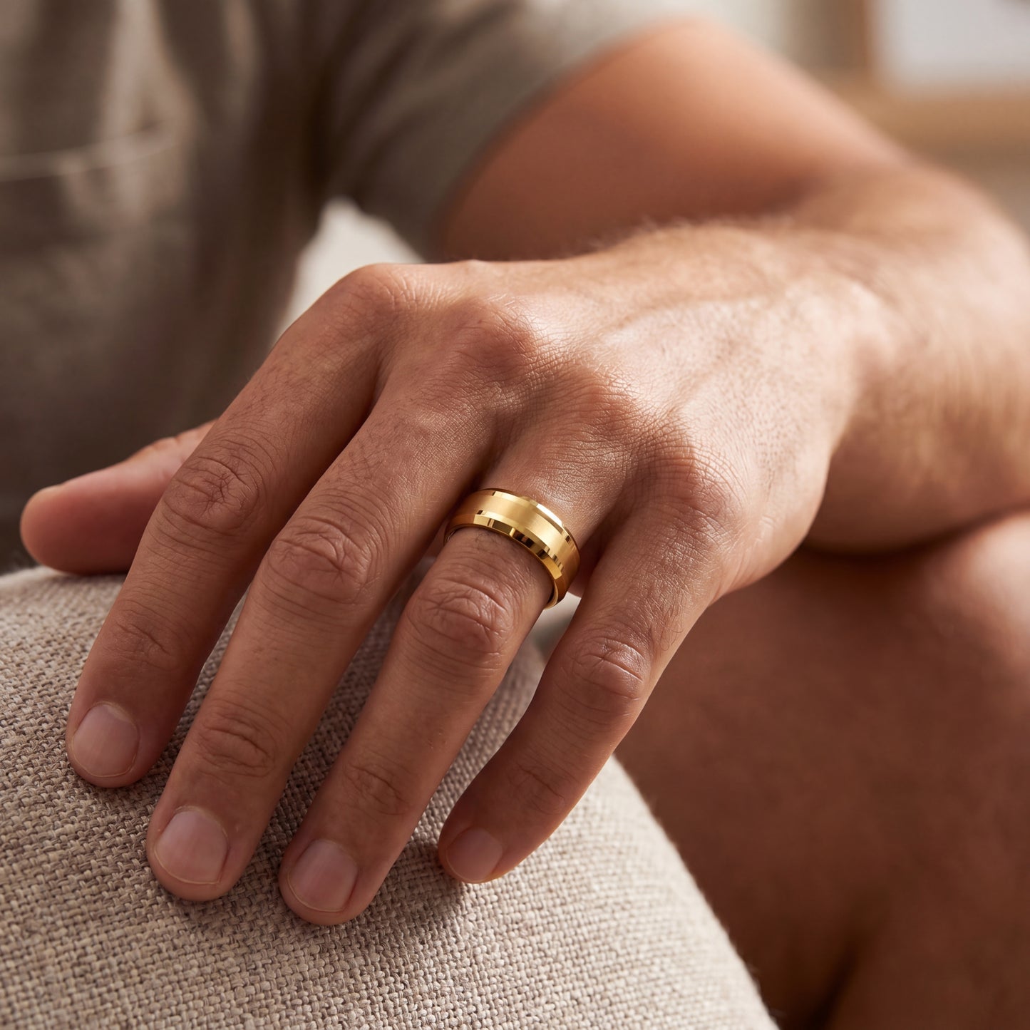 Yellow gold tungsten ring