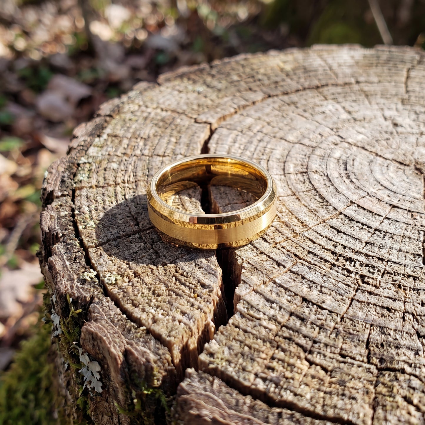 Yellow gold tungsten ring