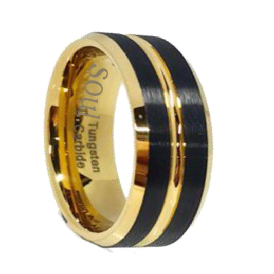 Black tungsten with gold detail