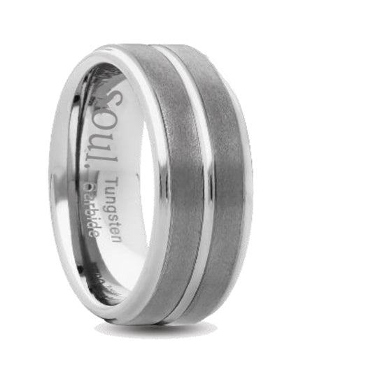 Grey tungsten ring with groove