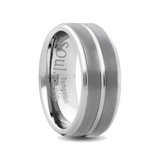 Grey tungsten ring with groove